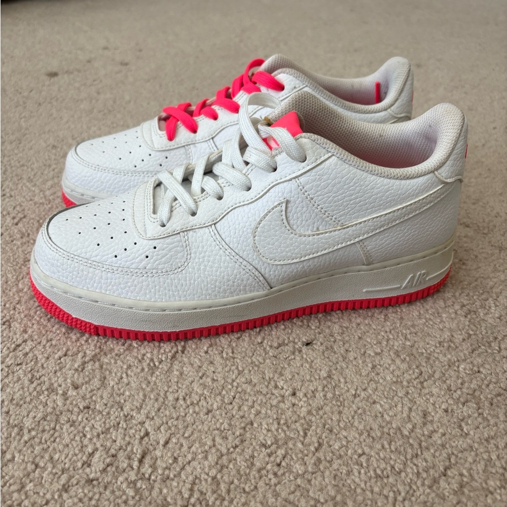 Nike White and Pink Sneakers Air Force 1